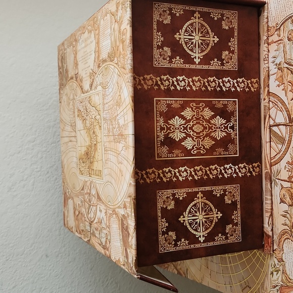 Set 2 Nesting Stackable Decorative Storage Box  Old World Map Design New - Picture 8 of 13